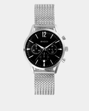 Chronometer watch - Black dial with silver bracelet
