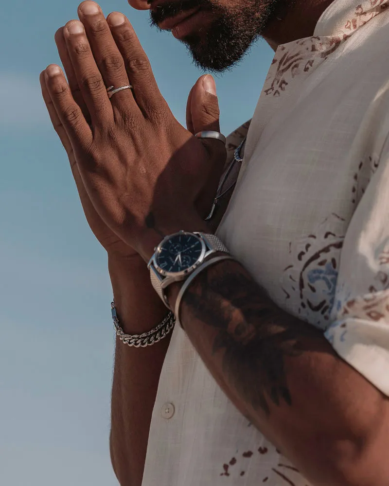 Chronometer watch - Black dial with silver bracelet