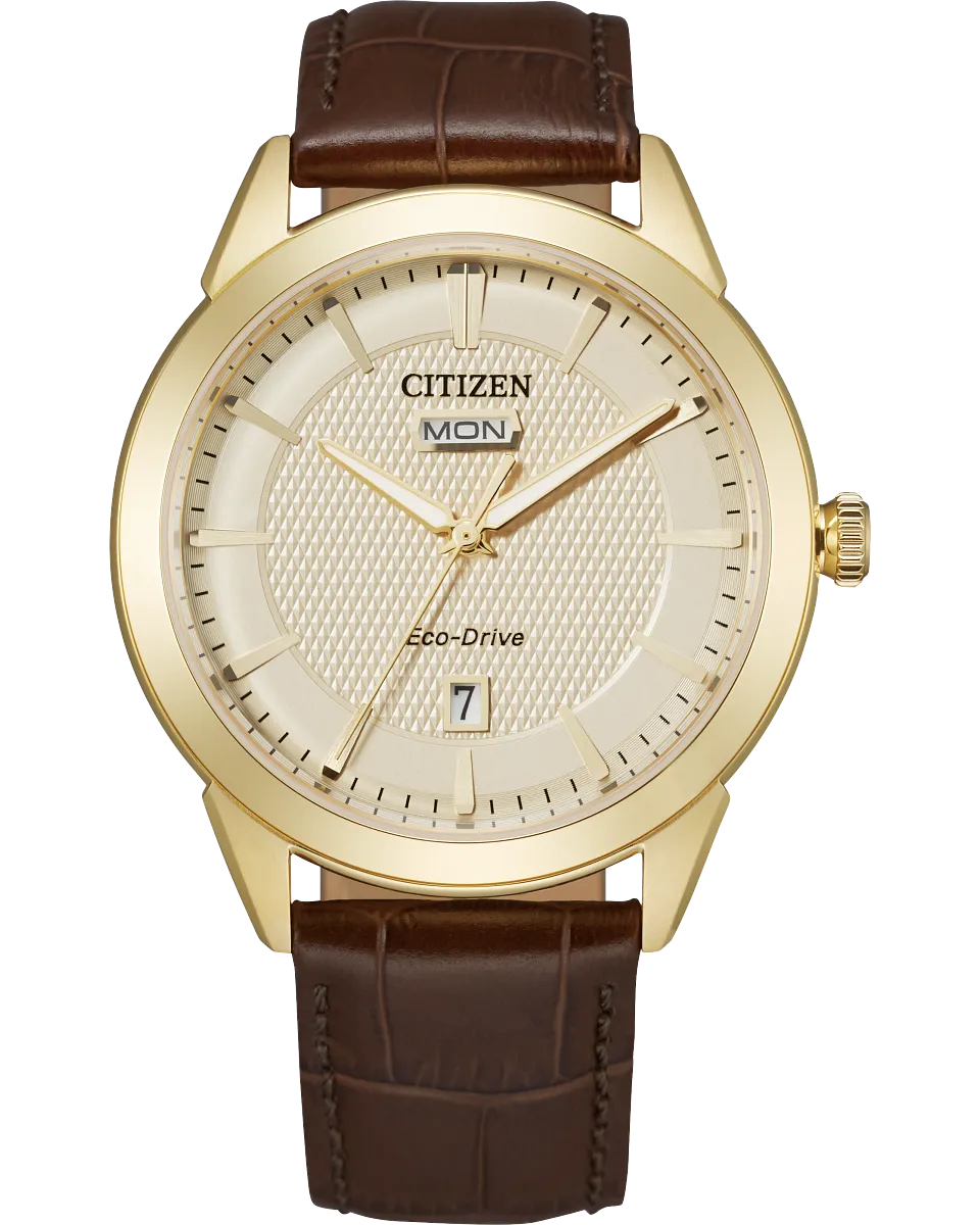 Citizen AW0092-07Q Corso Eco-Drive Brown Leather Strap Men Watches