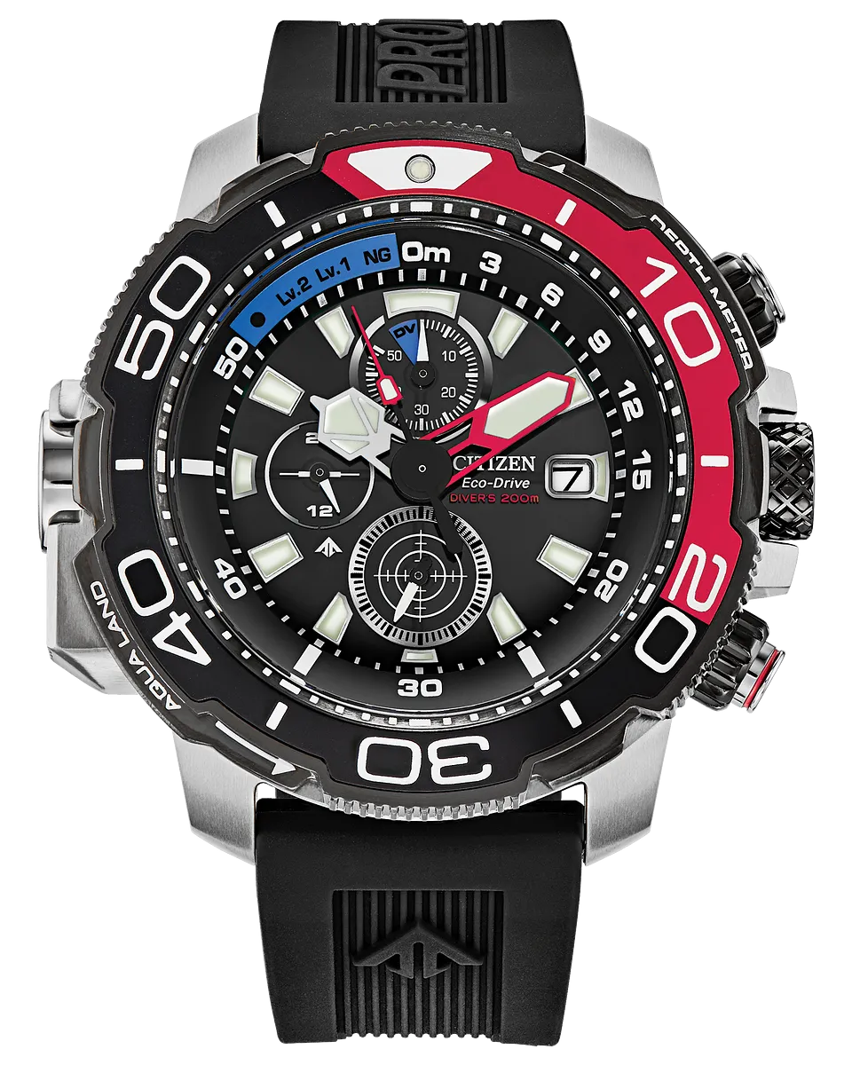 Citizen BJ2167-03E ProMaster Aqualand Eco-Drive Black Silicone Strap Men Watches