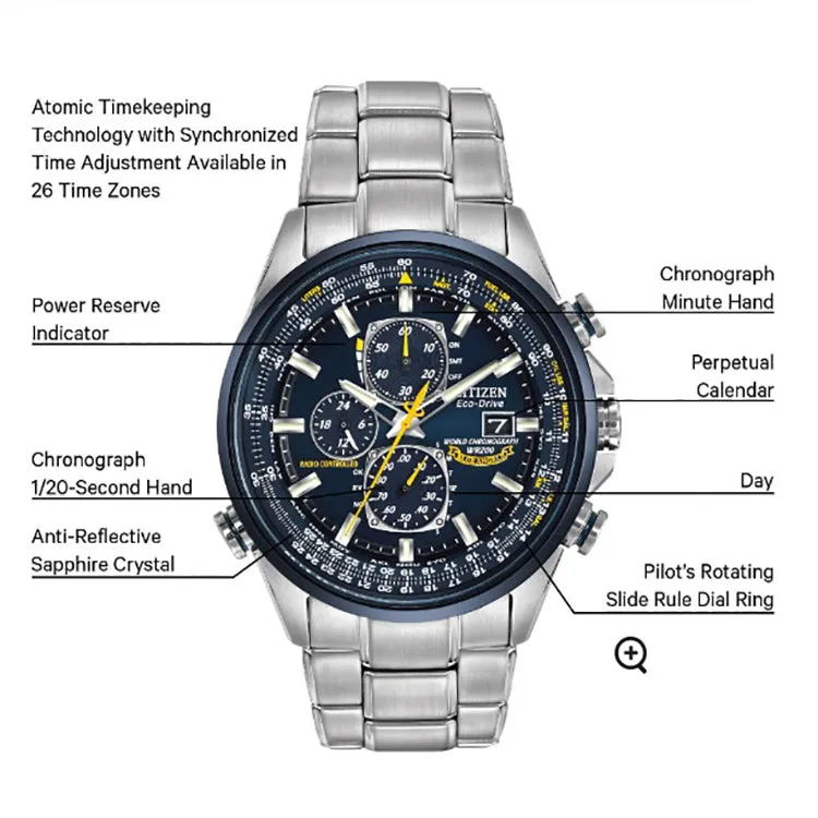 Citizen Blue Angels World Chrono A-T Eco-Drive Atomic Watch AT8020-54L