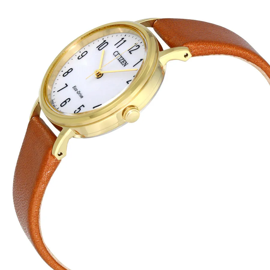 Citizen Chandler Eco-Drive White Dial Brown Leather Ladies Watch EM0572-05A