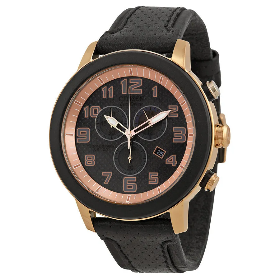 Citizen Drive Black Dial Chronograph Black Leather Men's Watch AT2233-05E