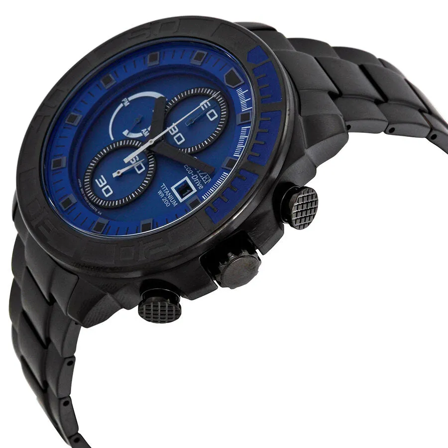 Citizen Eco Drive Blue Dial Black Titanium Men's Watch CA0525-50L