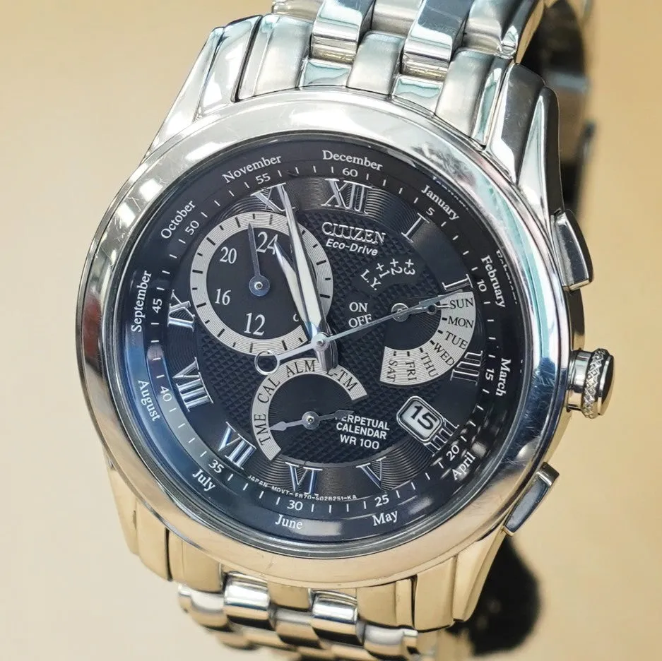 CITIZEN Eco-Drive Chandler Watch BL8004-53E Perpetual Calendar Wristwatch ALL S.S. - Boxes!