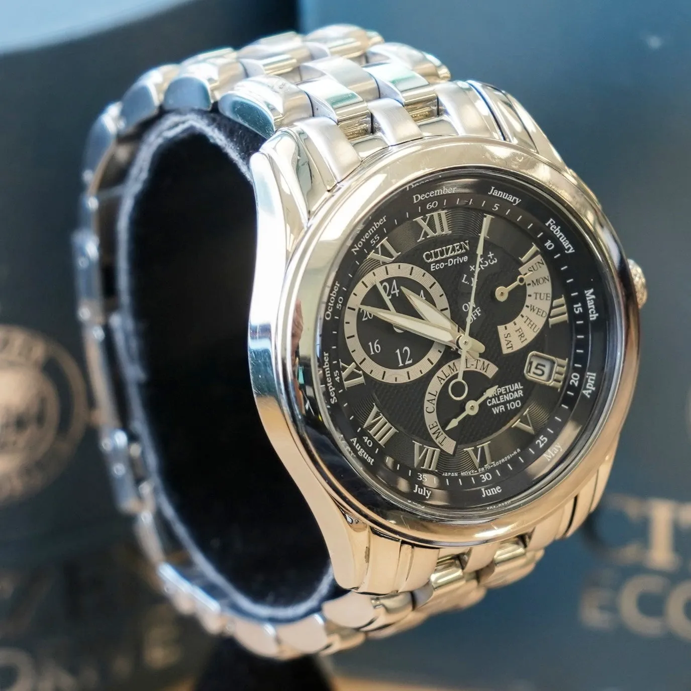 CITIZEN Eco-Drive Chandler Watch BL8004-53E Perpetual Calendar Wristwatch ALL S.S. - Boxes!