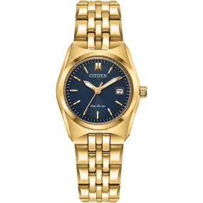 Citizen Eco-Drive Ladies Corso Blue Dial Gold Tone Watch