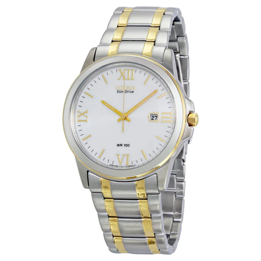 Citizen Eco Drive Silver Dial Two-tone Stainless Steel Men's Watch BM7264-51A