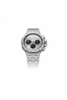 concord saratoga chrono automatic silver dial 43mm men's watch