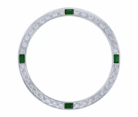 CREATED DIAMOND EMERALD BEZEL FOR 36MM ROLEX PRESIDENT DAYDATE 1803 18239 WHITE