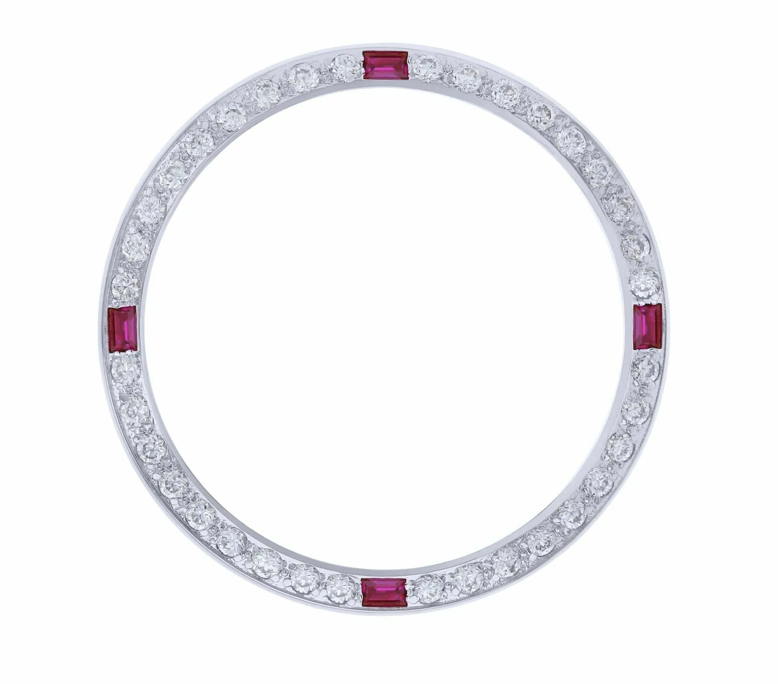 CREATED DIAMOND RUBY BEZEL FOR 34MM ROLEX TUDOR PRINCE OYSTERDATE WATCH WHITE