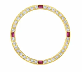 CREATED DIAMOND   RUBY BEZEL FOR 36MM ROLEX PRESIDENT DAY DATE 1803 18239 GOLD