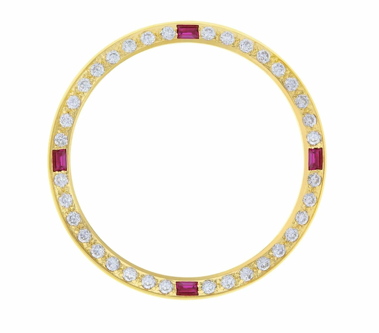 CREATED DIAMOND   RUBY BEZEL FOR 36MM ROLEX PRESIDENT DAY DATE 1803 18239 GOLD
