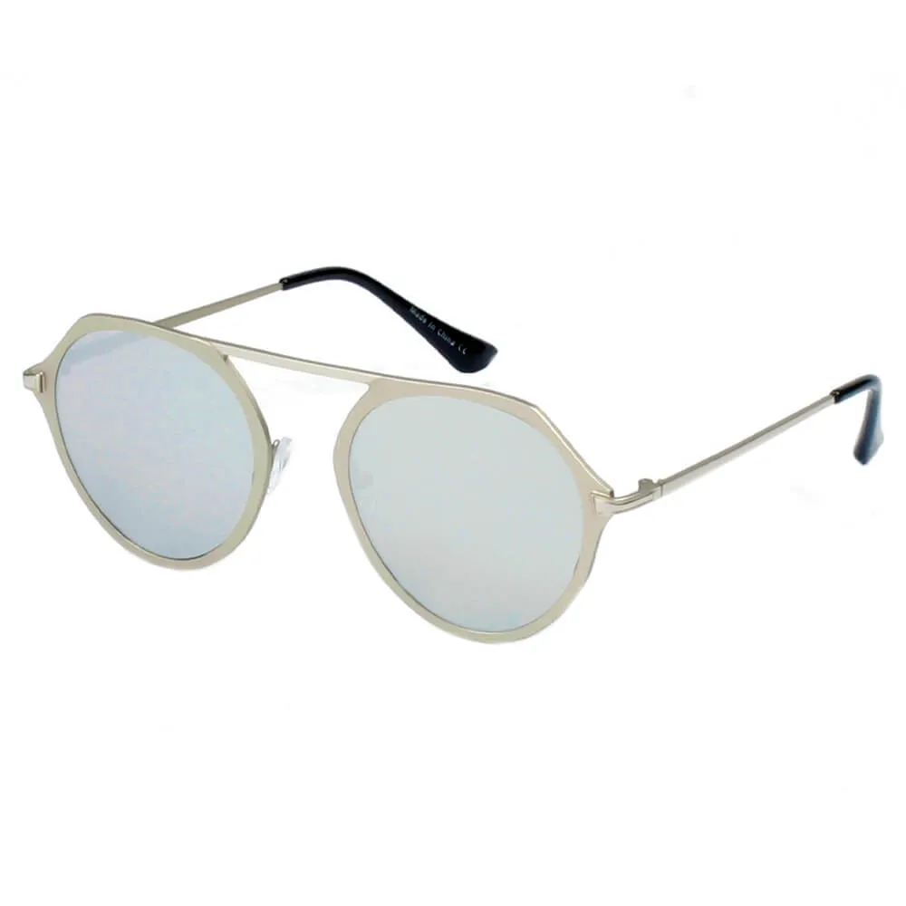 DRESDEN | Modern Flat Top Slender Round Sunglasses