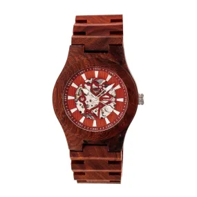 Earth Wood Gobi Automatic Skeleton Bracelet Watch - Red