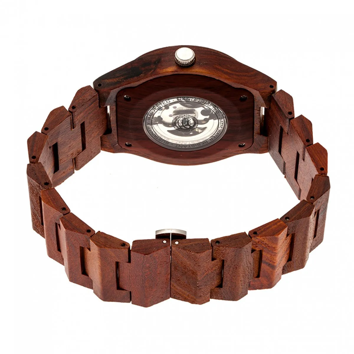 Earth Wood Gobi Automatic Skeleton Bracelet Watch - Red