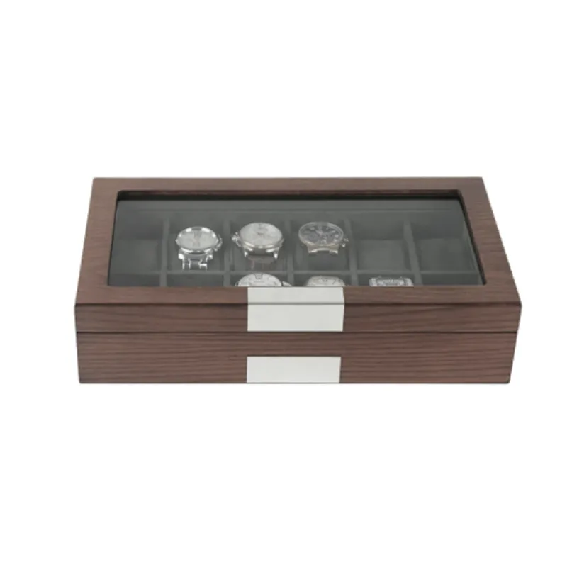 Ebony Wood 12 slots PU leather lining watch box