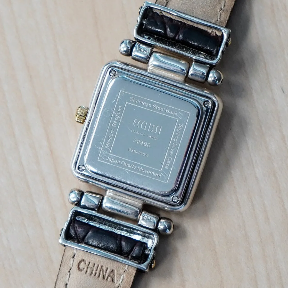ECCLISSI Sterling Silver Turquoise Color Dial Ladies Watch - Original Leather & Silver Strap