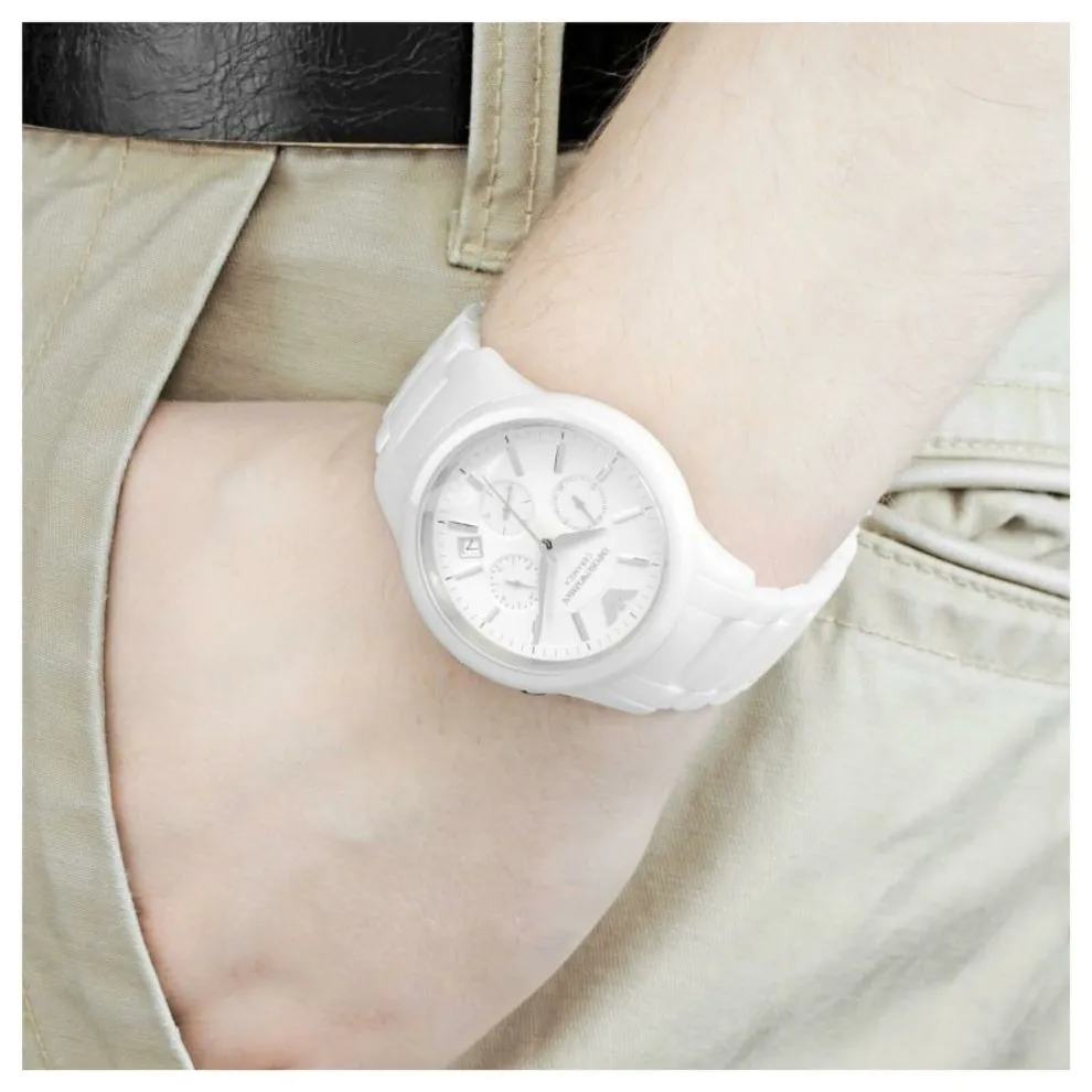 Emporio Armani Ceramica Chronograph White Dial Men's Watch AR1453