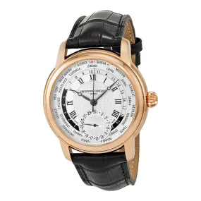 Frederique Constant Worldtimer Automatic Silver Dial Rose Gold-plated Men's Watch FC-718MC4H4