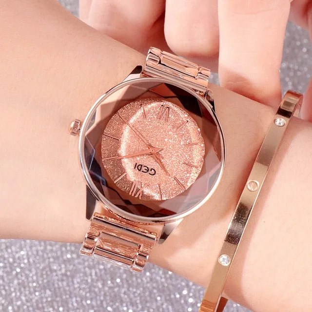 GEDI Women's Wristwatch Starry Elegant Quartz Watches Rose Gold