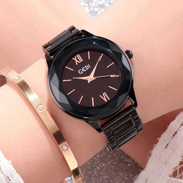 GEDI Women's Wristwatch Starry Elegant Quartz Watches Rose Gold