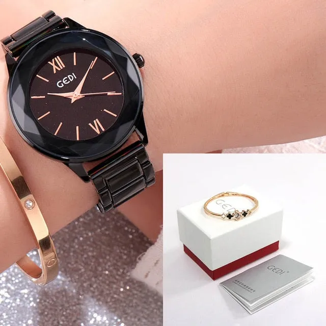 GEDI Women's Wristwatch Starry Elegant Quartz Watches Rose Gold