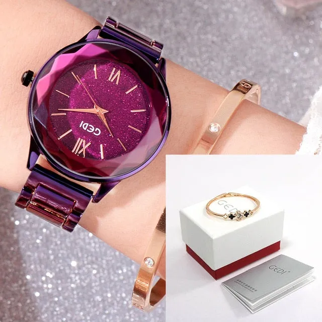 GEDI Women's Wristwatch Starry Elegant Quartz Watches Rose Gold