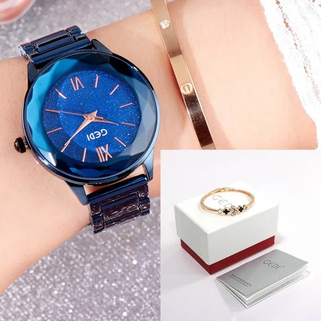 GEDI Women's Wristwatch Starry Elegant Quartz Watches Rose Gold