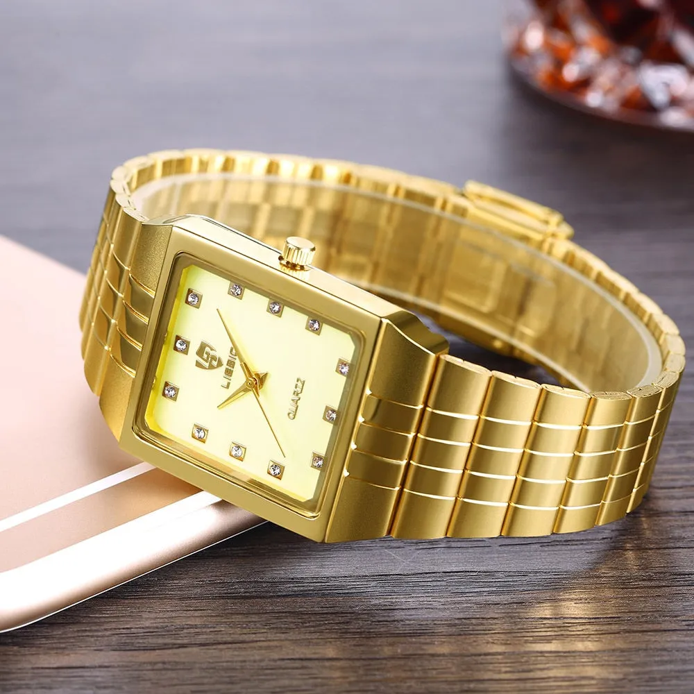 Golden Luxury Quartz Men Women Watches Gold Bracelet Wrist Watches