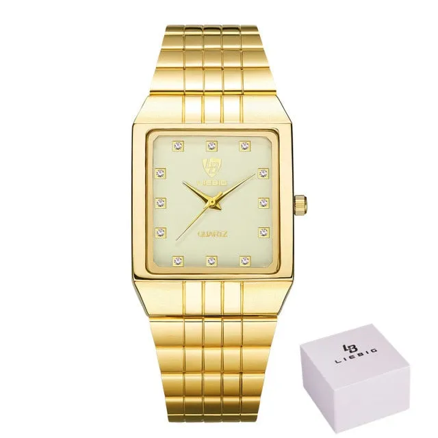 Golden Luxury Quartz Men Women Watches Gold Bracelet Wrist Watches