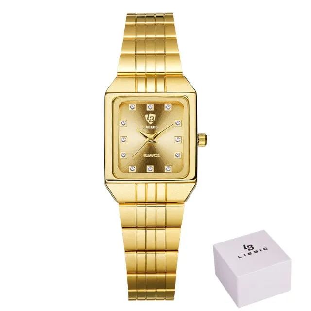 Golden Luxury Quartz Men Women Watches Gold Bracelet Wrist Watches