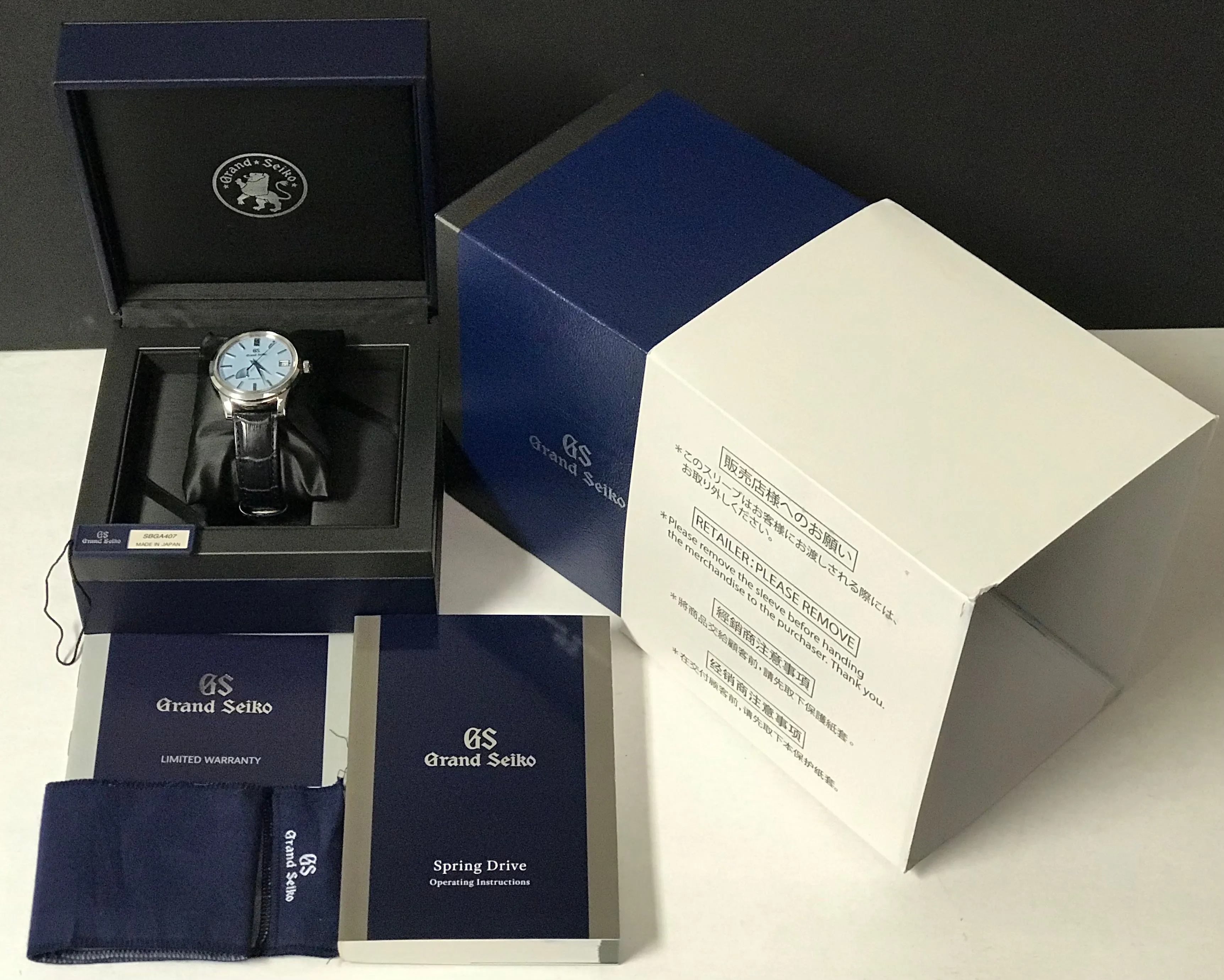 Grand Seiko Elegance Collection SBGA407 Blue Snowflake Dial Spring Drive Men's Watch