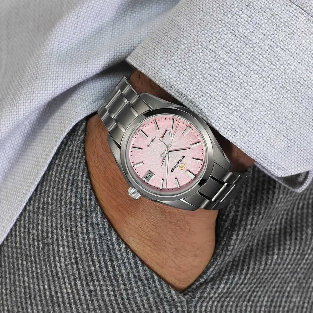 Grand Seiko Heritage Collection Spring Drive Snowflake 20th Anniversary Limited Edition 41mm Pink Dial Titanium Gents Watch SBGA497G
