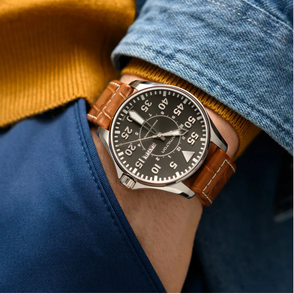 HAMILTON - Khaki Aviation Pilot Day/Date Auto | H64715885