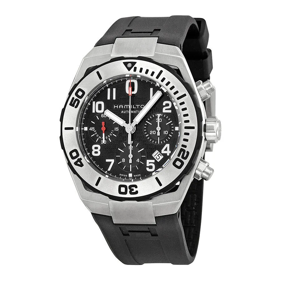 Hamilton Khaki Navy Sub Automatic Chronograph Black Dial Black Rubber Men's Watch H78716333