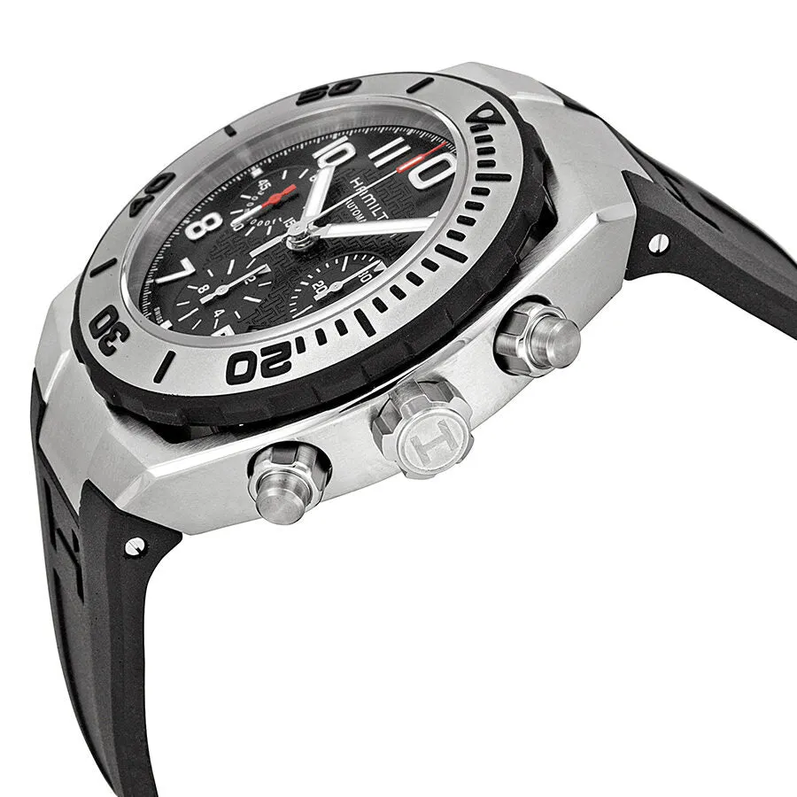 Hamilton Khaki Navy Sub Automatic Chronograph Black Dial Black Rubber Men's Watch H78716333