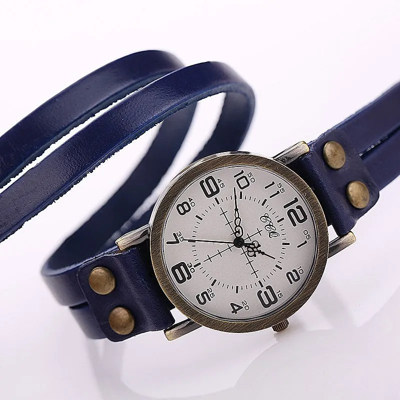 Hot Antique Leather Bracelet Watch Vintage Women Wrist Watch Fashion Unisex Quartz Watch