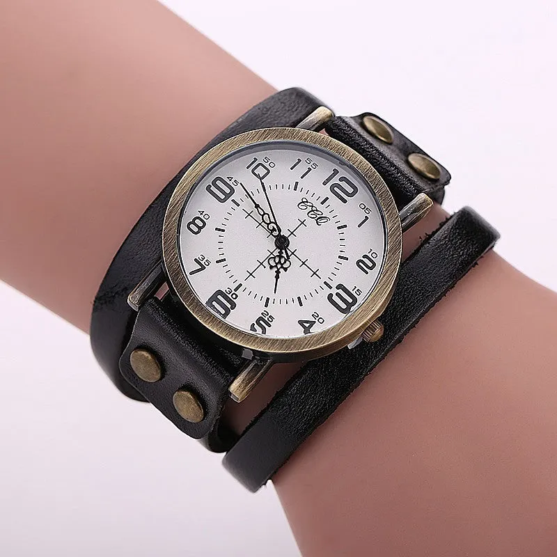 Hot Antique Leather Bracelet Watch Vintage Women Wrist Watch Fashion Unisex Quartz Watch