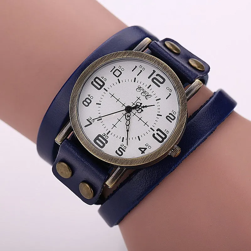 Hot Antique Leather Bracelet Watch Vintage Women Wrist Watch Fashion Unisex Quartz Watch