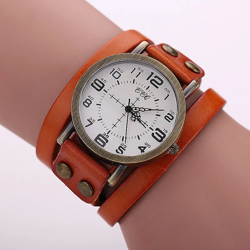 Hot Antique Leather Bracelet Watch Vintage Women Wrist Watch Fashion Unisex Quartz Watch