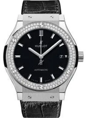 Hublot Classic Fusion Mat Black Dial Automatic Men's Diamond Watch 565.NX.1171.LR.1104