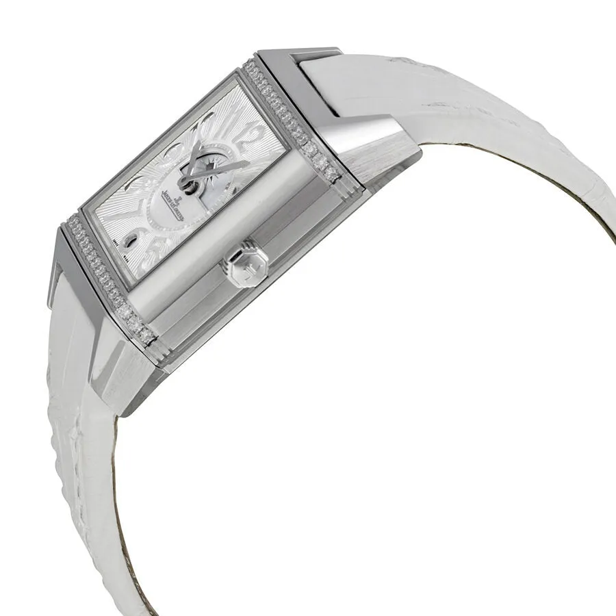 Jaeger LeCoultre Reverso Lady Squadra Silver Dial Stainless Steel White Leather Ladies Watch Q7058420