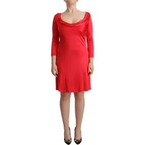 John Galliano Elegant Red Knee-Length Sheath Dress
