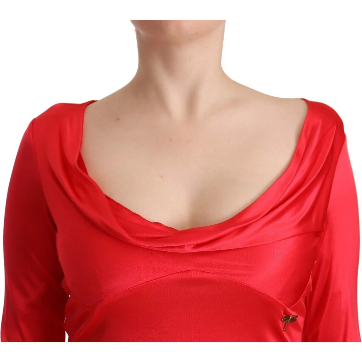John Galliano Elegant Red Knee-Length Sheath Dress