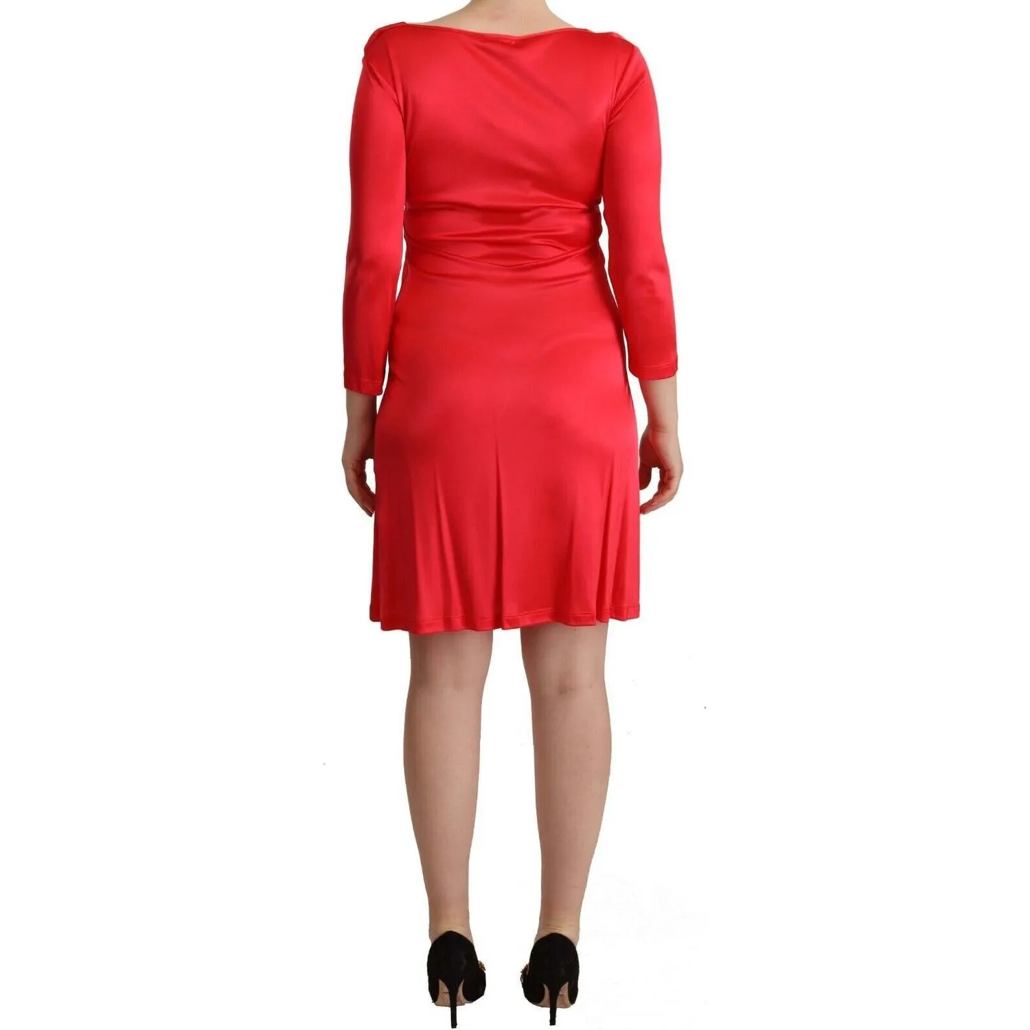 John Galliano Elegant Red Knee-Length Sheath Dress