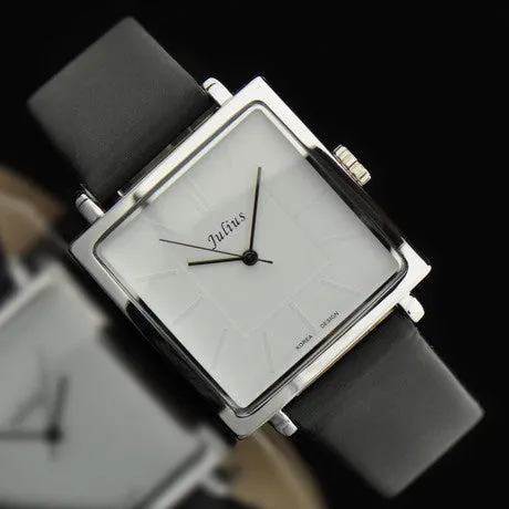 Julius women dress watches profession OL fashion casual leather strap quartz ultrathin square vintage brand wristwatches