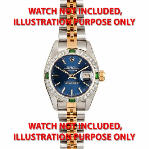 LADIES 1CT BEAD SET DIAMOND BEZEL 18KY FOR ROLEX DATE, DATEJUST WITH 4 EMERALDS