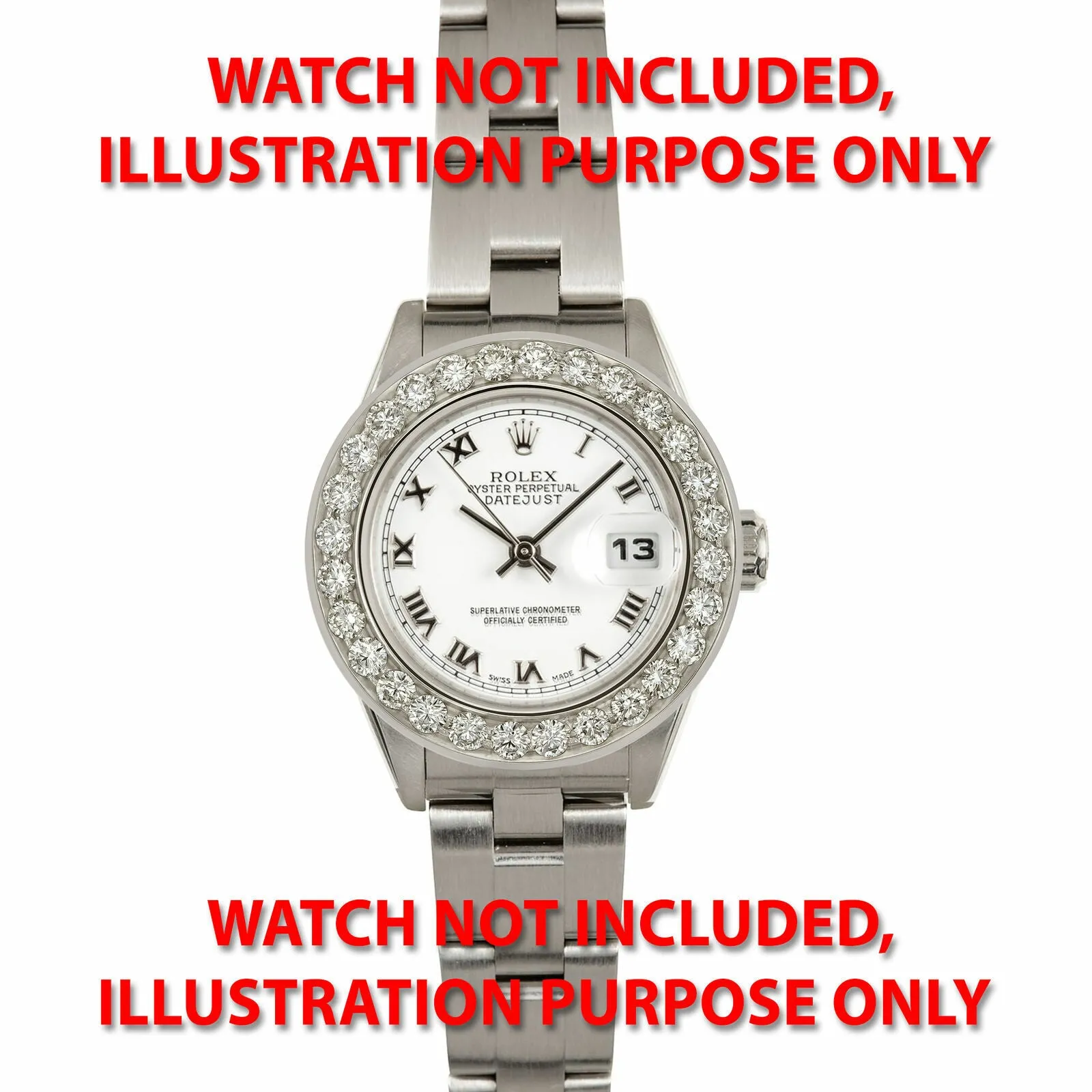 LADIES 2CT BEAD SET 18KW DIAMOND BEZEL FOR 26MM ROLEX DATE, DATEJUST SUPERIOR