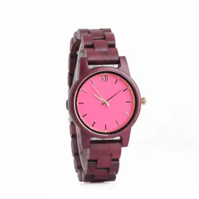 Ladies Casual Violet Wooden Women's Quartz Watch